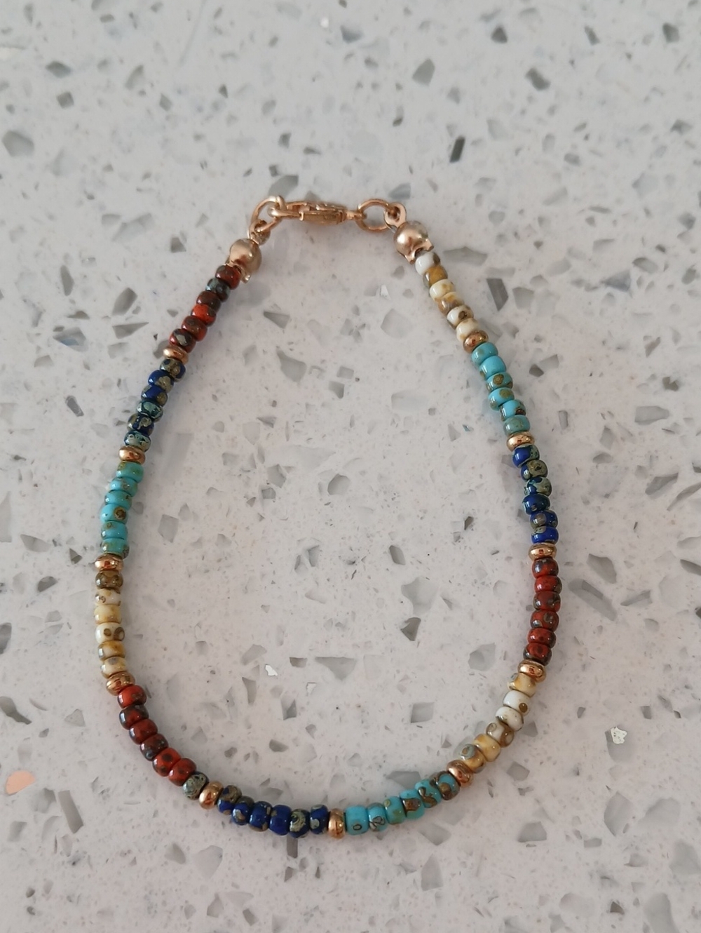 Multi-Color Beaded Bracelet with Gold Accents - Women Jewelry